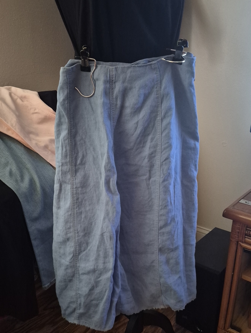 Relativity Light Blue Linen Full Length Skirt. LIGHTWEIGHT